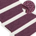 vidaXL Schodové rohože 15 ks 65x21x4 cm tmavo fialové s obdĺžnikovým okrajom
