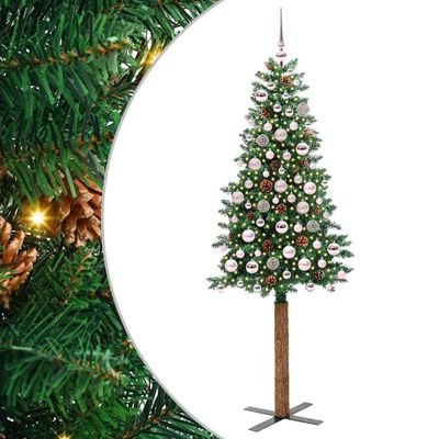 vidaXL Úzky vianočný stromček s 300 LED-i so stojanom Zelená 180 cm