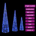 vidaXL Vianočný stromček 3 ks 90 LED Modrá 20 x 20 x 80 cm Akryl