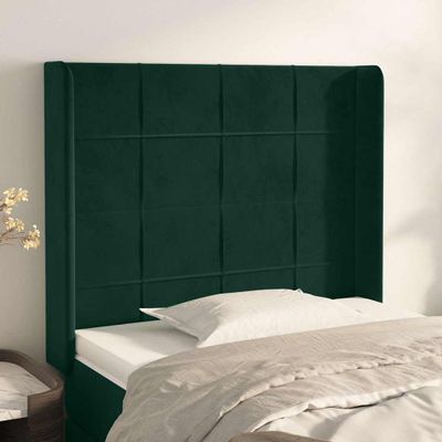 vidaXL Čelo postele so záhybmi tmavozelený 103x16x118/128 cm zamat
