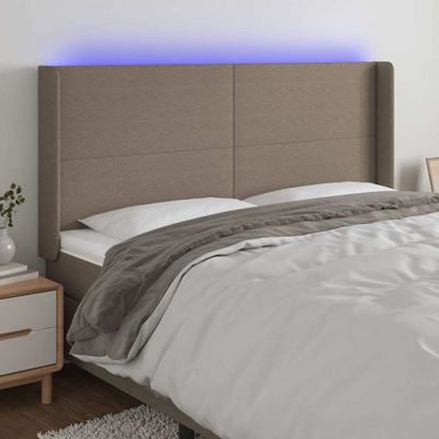 vidaXL Čelo postele s LED sivohnedé 163x16x118/128 cm látka