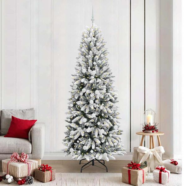 vidaXL Umelý vianočný stromček Biela 210 cm PVC a plast a oceľ a PE