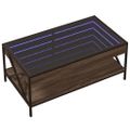 vidaXL Konferenčný stolík s nekonečnými LED hnedý dub 90x50x38 cm