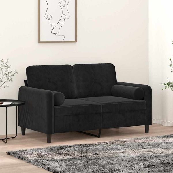 vidaXL 2-miestna pohovka s vankúšmi čierna 120 cm zamat
