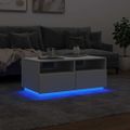 Konferenčný stolík vidaXL s LED svetlami biely 90x49x40 cm