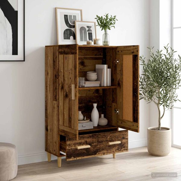 vidaXL Highboard Staré drevo 70 x 31 x 115 cm Kompozitné drevo