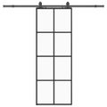 vidaXL Posuvné dvere s kovaním čierne 76x205 cm ESG sklo