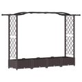 vidaXL Vyvýšený záhon s mriežkou a strechou Hnedá 207 x 40 x 123 cm PP