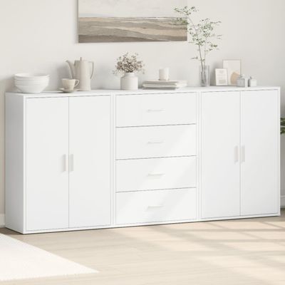 vidaXL Komody 3 ks biele 60x31x84 cm kompozitné drevo
