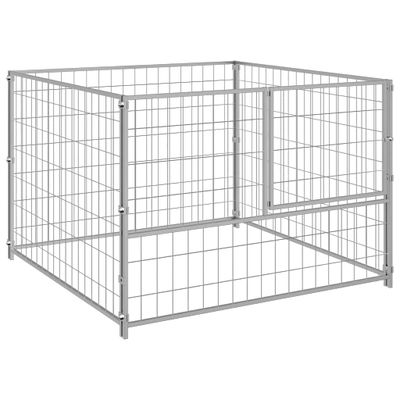 vidaXL Koterec pre psa strieborný 100x100x70 cm oceľ