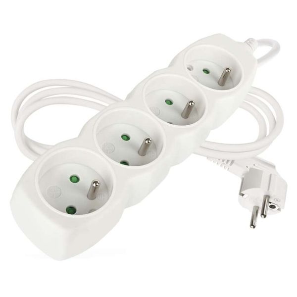 Predlžovací kábel 1,5 m / 4 zásuvky / biely / PVC / 1 mm2