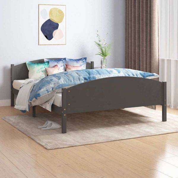 vidaXL Posteľný rám tmavosivý borovicový masív 140x200 cm
