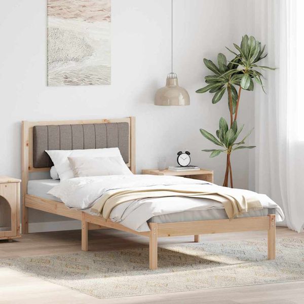 vidaXL Rám postele s čalúneným čelom Sivohnedá 90 x 190 cm