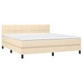 vidaXL Posteľný rám boxspring s matracom krémový 160x200 cm látka