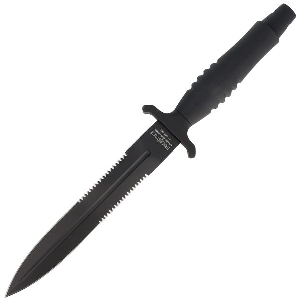 FOX knives FX-596 AF Veleno bojová dýka 17,1 cm, celočierna, hliník, kožené puzdro