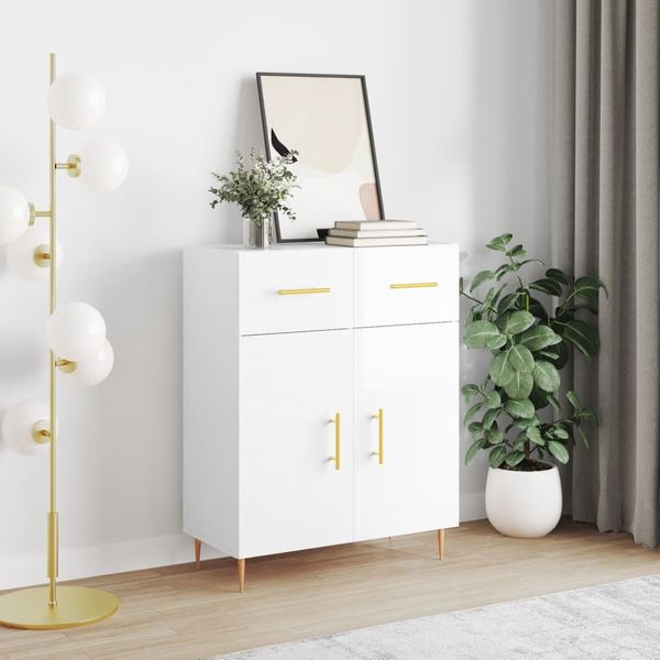 vidaXL Komoda lesklá biela 69,5x34x90 cm spracované drevo