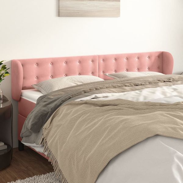 vidaXL Čelo postele so záhybmi ružový 203x23x78/88 cm zamat