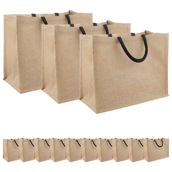vidaXL Jutové tašky 50 Prírodná a čierna 42 x 33 x 19 cm