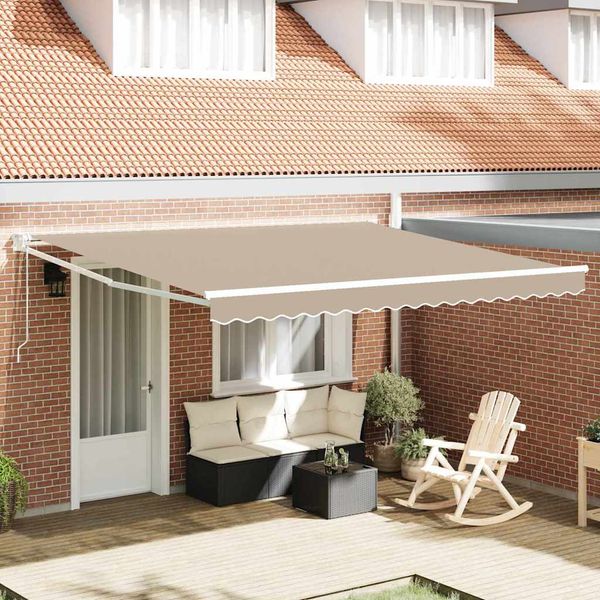vidaXL Markíza Béžová 400 × 300 cm Polyester a kov