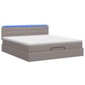 vidaXL Ottoman posteľ s matracom a LED Sivohnedá 160 x 200 cm Látka