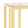 vidaXL Konzolový stolík zlatý 70x30x70 cm nehrdzavejúca oceľ a sklo