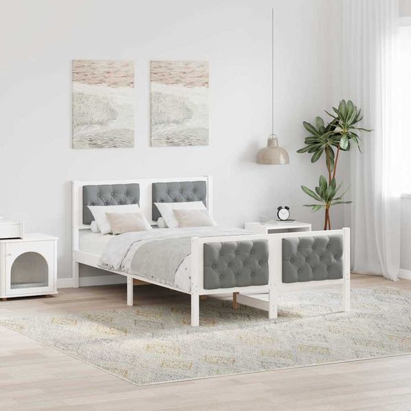 vidaXL Rám postele Svetlosivá 120 x 190 cm Masívne borovicové drevo
