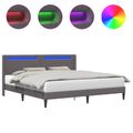 vidaXL Rám postele s LED pásikmi Sivá 200 x 200 cm Umelá koža