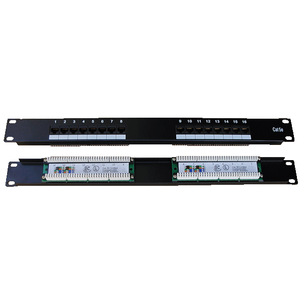 DATACOM Patch panel 16p., UTP, Cat5e, 1U, 19", LSA Krone