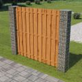 vidaXL Záhradný plotový panel+gabiónové stĺpiky, borovica 180x180 cm