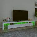 vidaXL TV skrinka s LED svetlami lesklá biela 260x36,5x40 cm