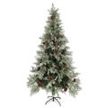vidaXL Vianočný stromček a borovicové šišky zeleno-biely 225 cm PVC&PE