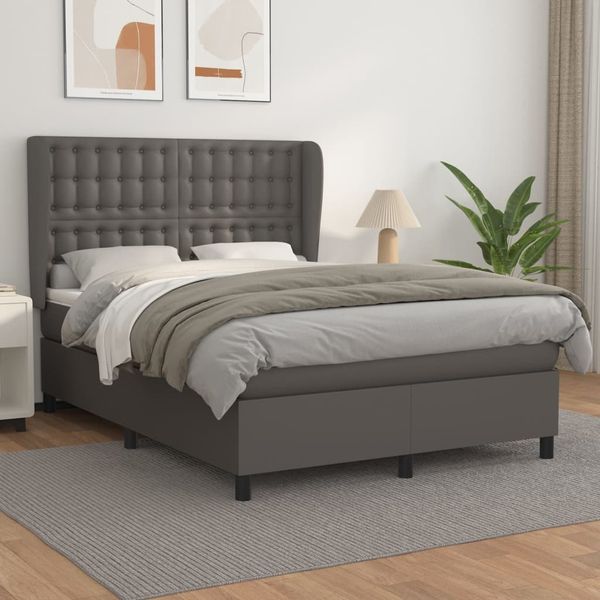 vidaXL Boxspring posteľ s matracom sivá 140x200 cm umelá koža