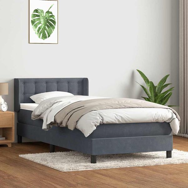 vidaXL Box Spring Posteľ s matracom Tmavosivá 100x220 cm Zamat