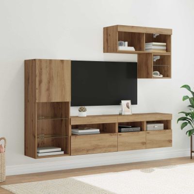 vidaXL TV nástenne jednotky 6 pcs Remeselný dub Kompozitné drevo