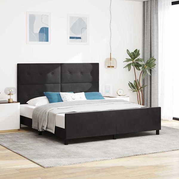 vidaXL Posteľ s pružinovým rámom Čierna 180 x 200 cm Zamat