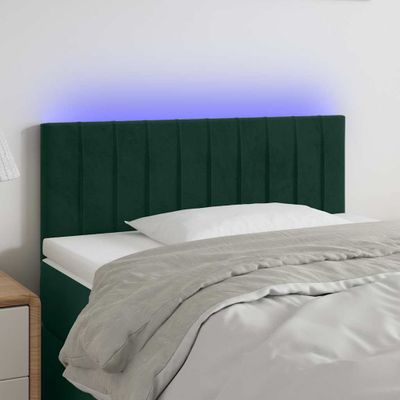 vidaXL Čelo postele s LED tmavozelené 100x5x78/88 cm zamat