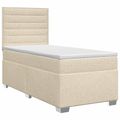 vidaXL Posteľ boxspring s matracom Krémová 100 x 200 cm Látka