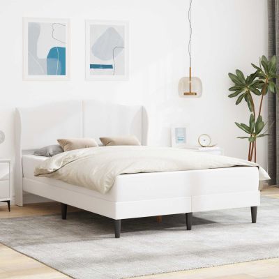 vidaXL Rám postele s čelnou doskou Biela 160 x 200 cm Umelá koža