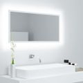 vidaXL Kúpeľňové zrkadlo s LED, biele 90x8,5x37 cm, akryl