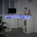 vidaXL Stôl s LED svetlami biely 130x130x91 cm kompozitné drevo