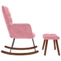 Hojdacie kreslo vidaXL so stoličkou Pink Velvet