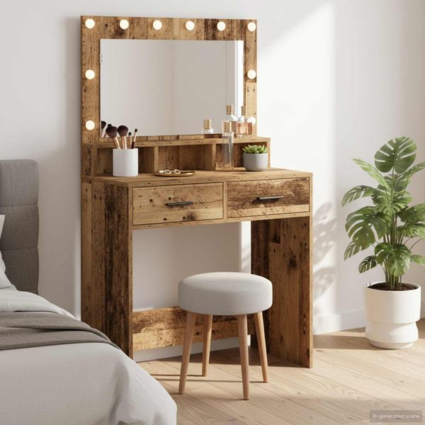 vidaXL Toaletný stolík Staré drevo 79 x 41 x 135 cm Kompozitné drevo