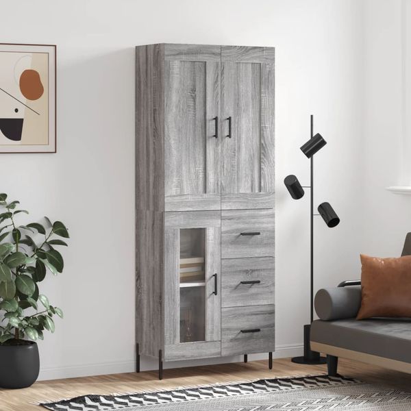 vidaXL Vysoká skrinka sivý dub sonoma 69,5x34x180 cm spracované drevo