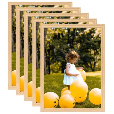 vidaXL Fotorámiky na stôl, koláž 5 ks, svetlý dub 21x29,7 cm