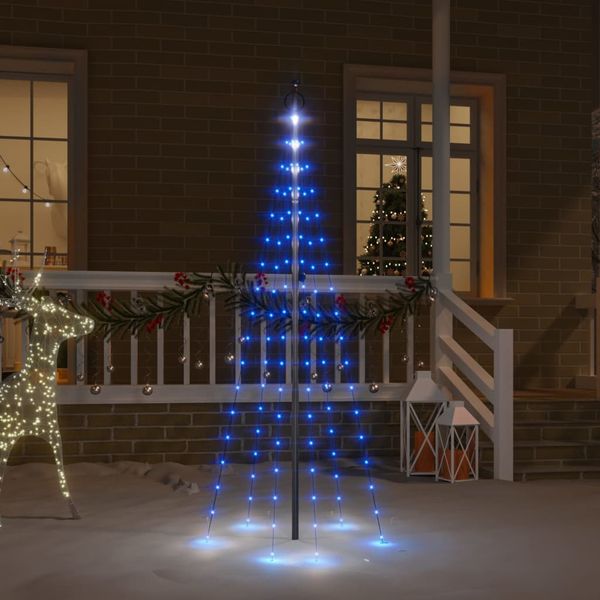 vidaXL Vianočný stromček na tyč 108 modrých LED 180 cm