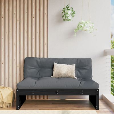 vidaXL Záhradná stredová pohovka čierna 120x80 cm borovicový masív