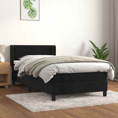 vidaXL Posteľný rám boxspring s matracom čierny 100x200 cm zamat