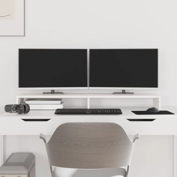 vidaXL Stojan na monitor biely 100x27x10 cm masívna borovica