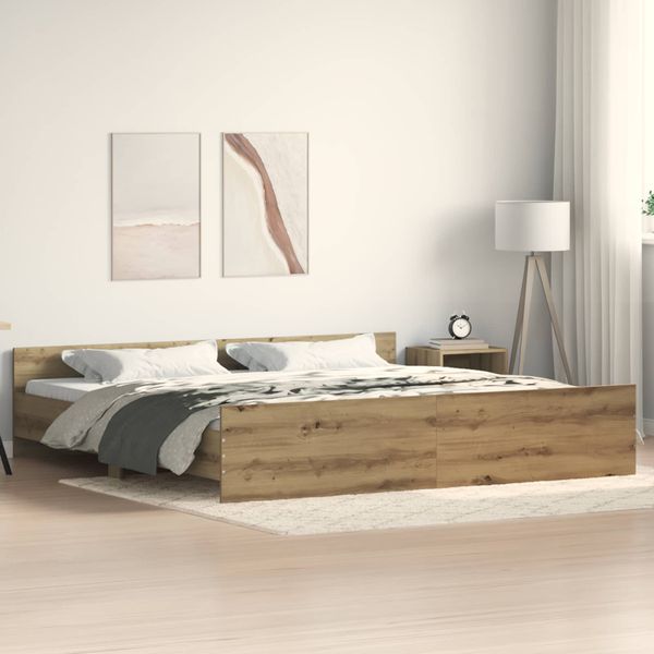 vidaXL Rám postele Remeselný dub 203 x 203 x 50 cm Kompozitné drevo