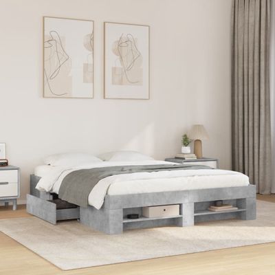 vidaXL Posteľný rám betónový sivý 150x200 cm kompozitné drevo